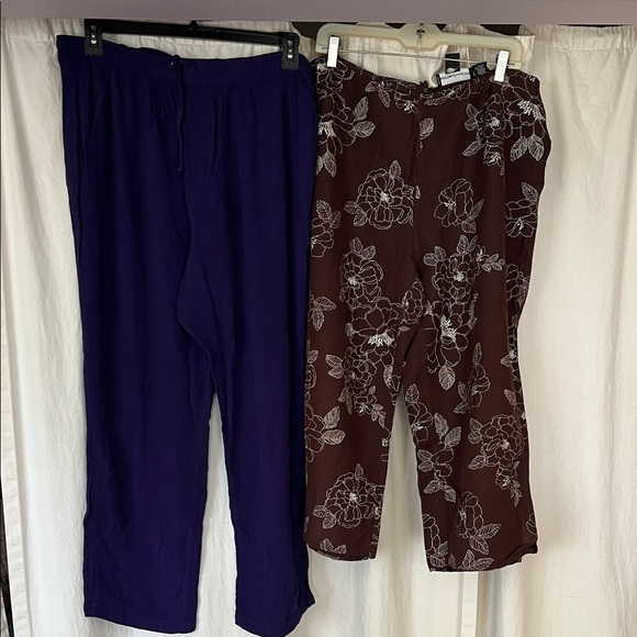 2pair cl women’s pants READ  Purple and Brown Floral Pants - Picture 1 of 8